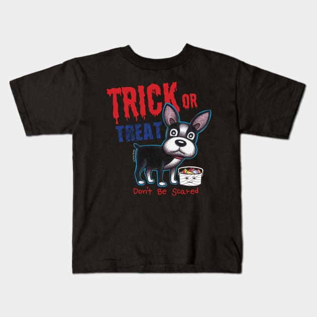 Trick or Treat Halloween Dog Kids T-Shirt by Danny Gordon Art